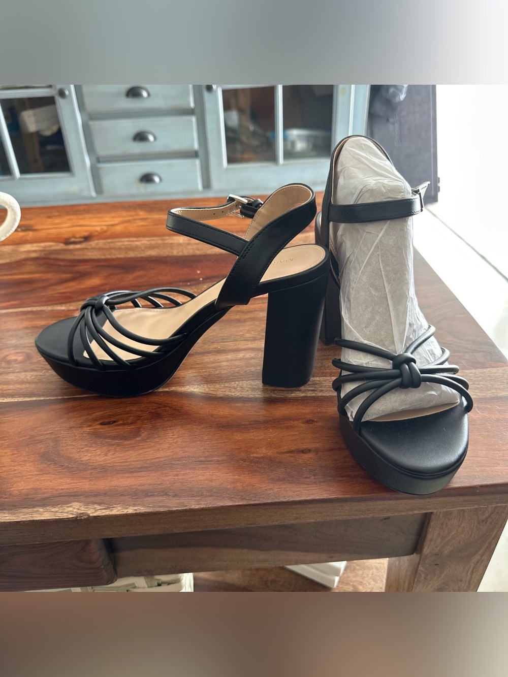 Marc Fisher Black Strappy Platform Block Heels